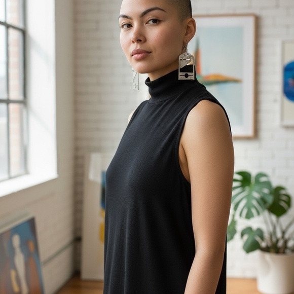 🆕 Guillotine Laser Cut Earrings Stainless Steel - Picture 2 of 5